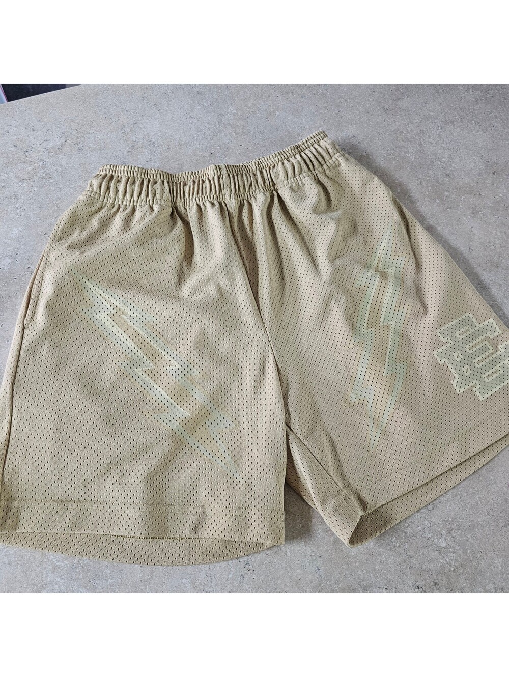 Eric Emanuel Men's Beige Mesh Lightning Bolt Basid Short sz Small